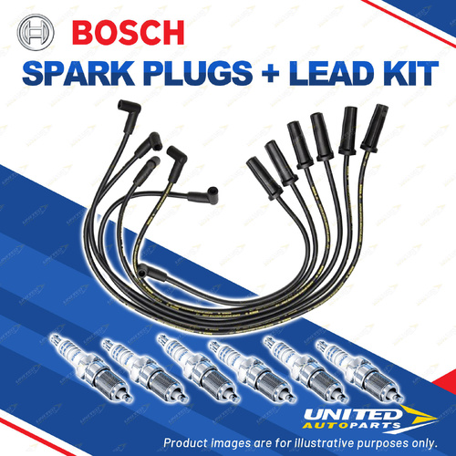 Bosch 6 Spark Plugs+Lead Kit for Holden Commodore VG VN Calais 3.8L V6 LG2 125KW