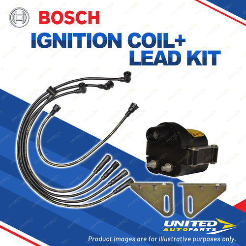 Bosch Ignition Coil+Lead Kit for Mitsubishi Sigma GH GJ GQ GR GT GV GW GY I4