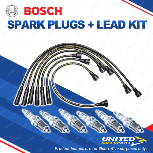 Bosch 6 Spark Plugs+Lead Kit for Holden Business Panel Utility Special Standard