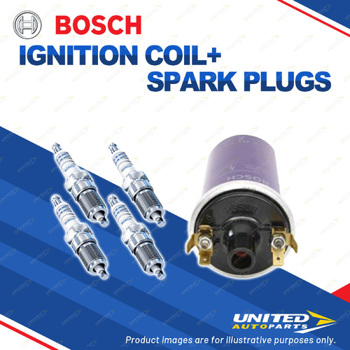 Bosch 4 Spark Plugs+Ignition Coil for BMW 2002 E10 2.0L M10B20 I4 8V 72-76