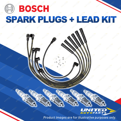 Bosch 6 Spark Plugs+Lead Kit for Mercedes Benz 280 280C 280CE 280E W114 2.7L I6