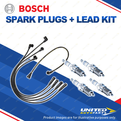 Bosch 4 Spark Plugs+Lead Kit for Mitsubishi L300 SC SD Express L200 Starwagon I4