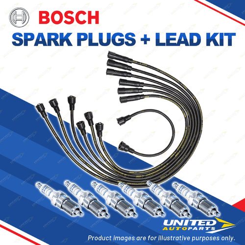 Bosch 6 Spark Plugs+Lead Kit for Toyota Cressida MX62R 73R Crown MS111R Supra I6