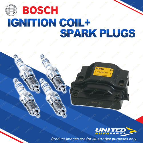 Bosch 4 Spark Plugs+Ignition Coil for Toyota 4 Runner YN63R YN64 2.2L I4 85-89