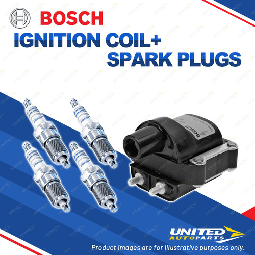 Bosch 4 Spark Plugs+Ignition Coil for Mitsubishi Magna TP TP1H41 TP2#45 2.6L I6