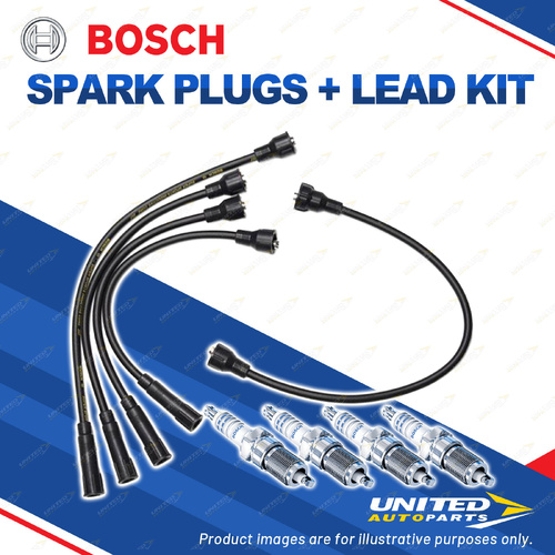 Bosch 4 Spark Plugs+Lead Kit for Nissan 1200 B110 Pulsar N10 Sunny B310 Vanette