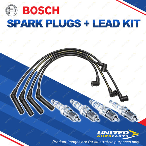 Bosch 4 Spark Plugs+Lead Kit for Mitsubishi Lancer CE CK2A Mirage CJ1A CJ2A I4