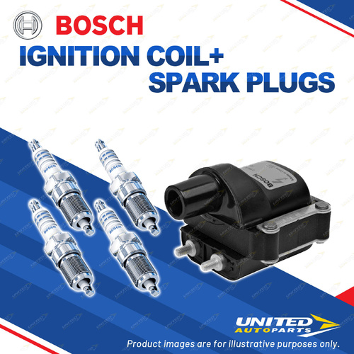 Bosch 4 Spark Plugs+Ignition Coil for Ford Telstar AR AS UG8H 2.0L I4 70KW 85-87