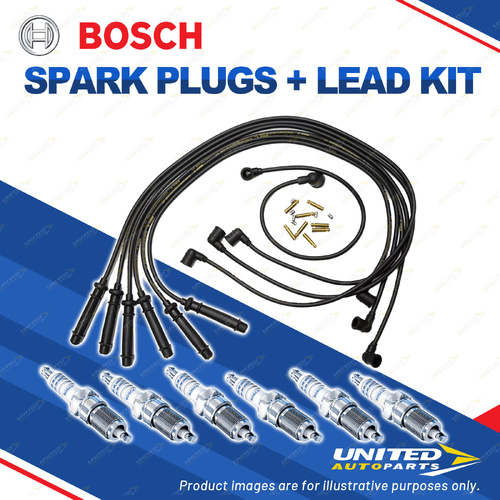 Bosch 6 Spark Plugs+Lead Kit for BMW 320i E30 2.0L M20B20K I6 12V 95KW 88-91