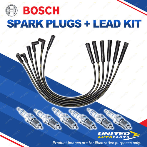 Bosch 6 Spark Plugs+Lead Kit for Ford Fairlane LTD AU1 4.0L I6 12V 98-00