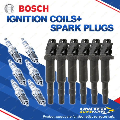 Bosch 6 Spark Plugs+6 Ignition Coils for BMW 135i 1M 335i 740i X6 Z4 3.0L I6