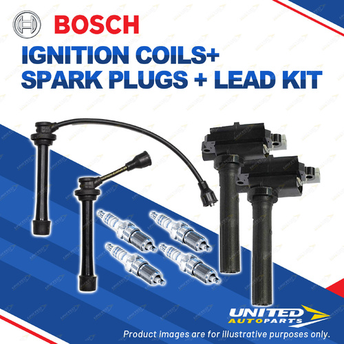 Bosch 4 Spark Plugs 2 Coils Lead Kit for Suzuki Ignis RG413 HV51S HX51S 1.3L I4