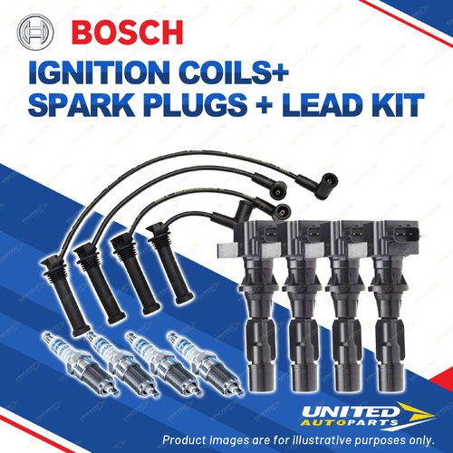 Bosch 4 Spark Plugs 4 Coils Lead Kit for Mazda 6 GG GG3R 2.3L 190KW I4 05-08