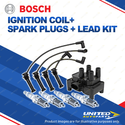 Bosch 4 Spark Plugs Coil Lead Kit for Ford Focus LR AXXGC AXXWP NXXWP I4