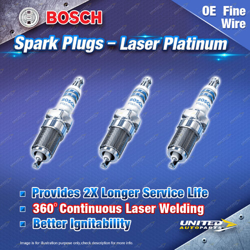 3 x Bosch Laser Platinum Spark Plugs for Daihatsu Charade G1 G2 Hijet Mira L2