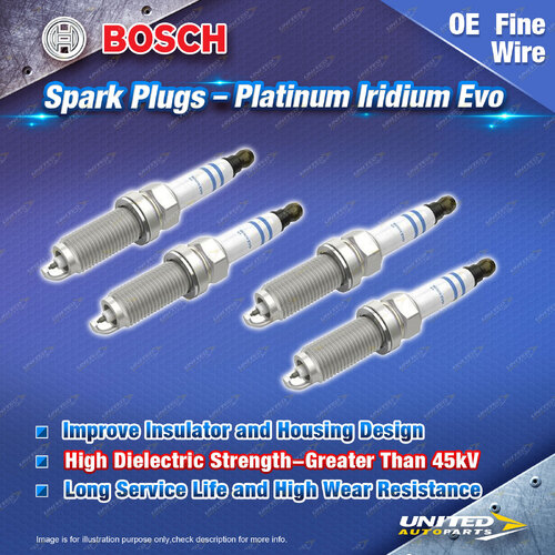 4 x Bosch Platinum Iridium Evo Spark Plugs for Audi A1 GB A3 8Y Q2 GA 1.5L 19-On