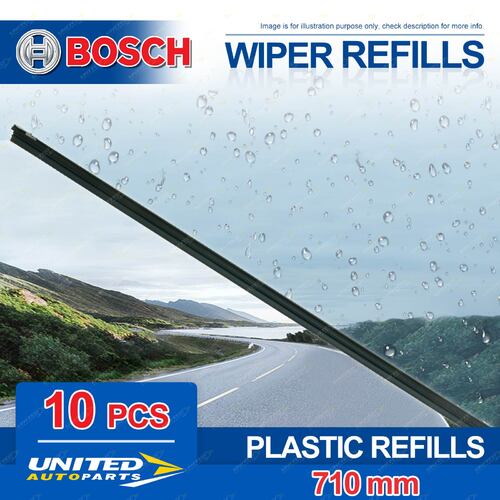 Bosch 28" Metal Twin Rail Mid Back 7mm Wiper Blade Refills 710mm Pack of 10