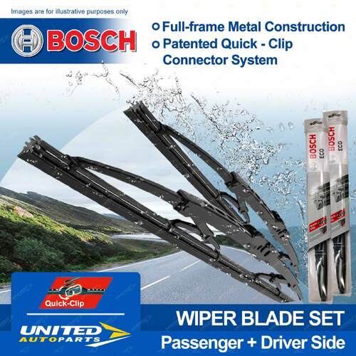 Bosch Front Passenger + Driver Wiper Blades for Audi A3 S3 8L1 1.8L 9/96-6/03