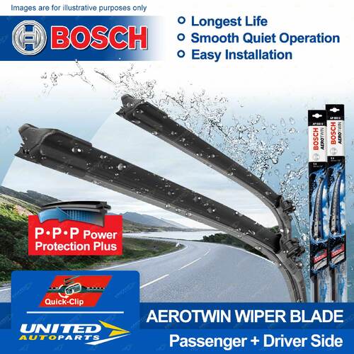 Bosch Front Passenger + Driver Side Aerotwin Wiper Blade for Chery A3 1.6L