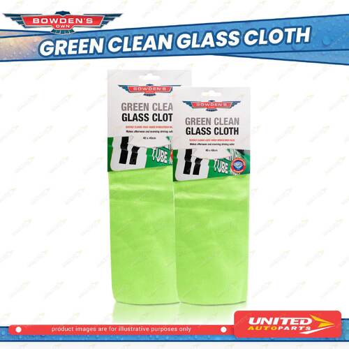 2 x Bowden's Own Green Clean Glass Cloths - Long Lasting and Machine Washable