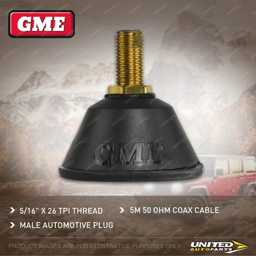 GME AM/FM Antenna Base & Lead - 5/16"x26 TPI Thread 5m 50 Ohm Coax Cable