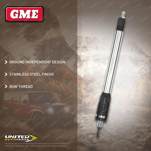 GME Elevated-Feed Antenna Base with 4.5m Cable - BSW Thread - Stainless Steel