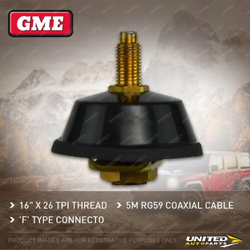 GME Antenna Base & Lead Assembly - 16" x 26 TPI Thread 5m RG59 Coaxial Cable