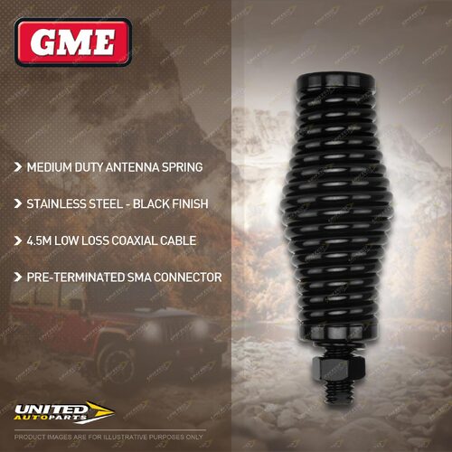 GME Medium Duty Black Antenna Spring - FME Terminated - suit 960mm Black Whip