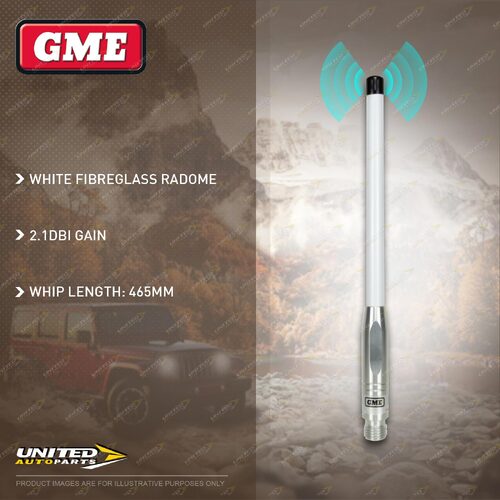 GME 465mm 2.1DBI Gain White Antenna Whip Suit AS-SS004 580mm Radome Antenna