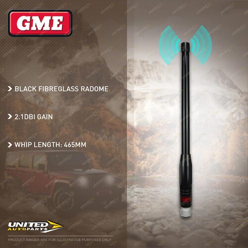 GME 465mm 2.1DBI Gain Black Antenna Whip Suit AS-SS004B 580mm Radome Antenna