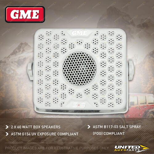 2x GME 60 Watt IP54 Marine Box Speakers - White - Size 109mm x 96mm