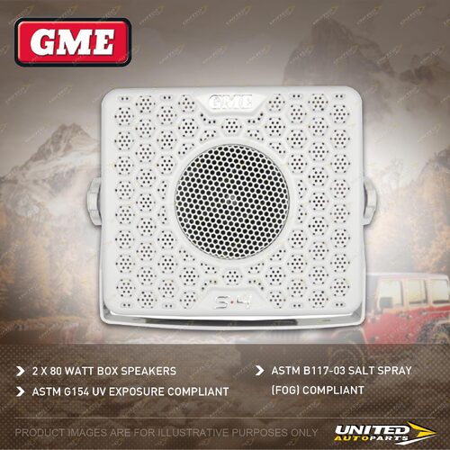 2x GME 80 Watt IP54 Marine Box Speakers - White - Size 135mm x 118mm