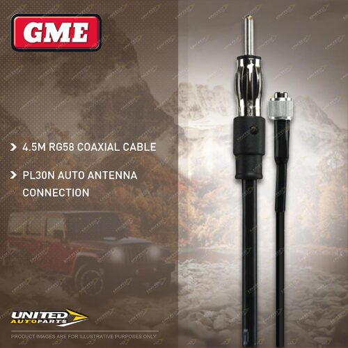 GME 4.5m RG58 Coaxial Cable Auto Antenna Lead Assembly - Suit AEM-SS4