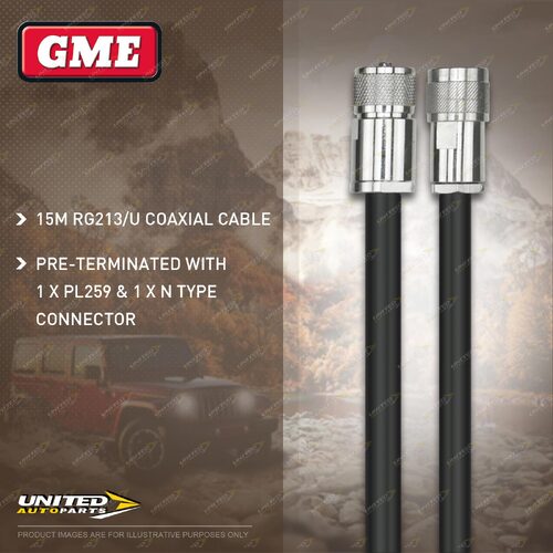 GME 15M RG213/U Coaxial Cable pre-terminated with PL-SS259 & N Type Connector