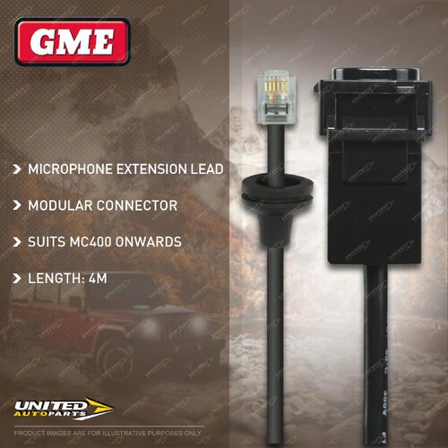 GME 4M Microphone Extension Lead with Modular Connector Suit MC-SS400 Series On