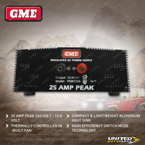 GME 25 Amp Peak 240 Volt 13.8 Volt Switch Power Mode Supply with Lead