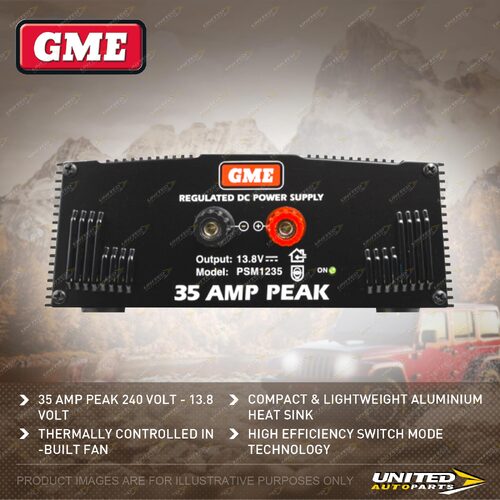 GME 35 Amp Peak 240 Volt 13.8 Volt Switch Power Mode Supply with Lead