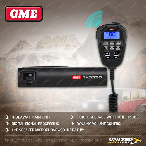 GME 5 Watt Super Compact UHF CB Radio with LCD Speaker Microphone TX-SS3350