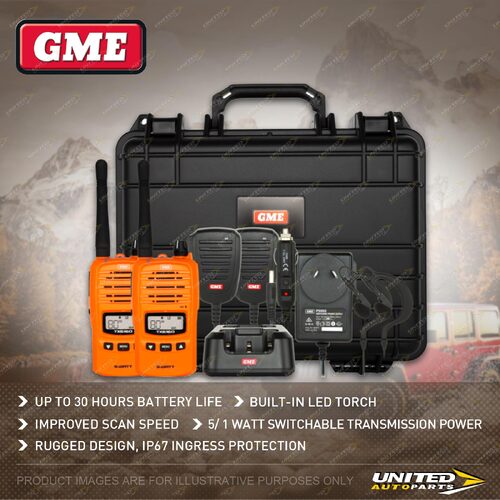 GME 5/1 Watt IP67 UHF CB Handheld Radio Kit Twin Pack -Blaze Orange TX-SS6160OTP