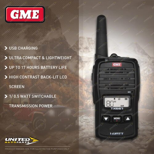 GME 1 Watt UHF CB Handheld Radio Kit with USB Charging - Twin Pack TX-SS667TP