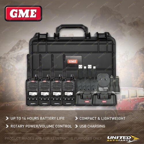 GME 2 Watt UHF CB Handheld Radio Kit - Quad Pack Offroad Adventure TX-SS677QP