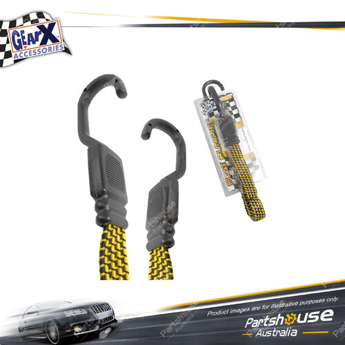 1 x GearX Yellow Flat Bungee Strap With Hooks Length 105mm Automative Parts