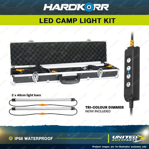 Hardkorr 2 Bar Tri Colour LED Camp Light Kit IP68 Waterproof Caravan Camping