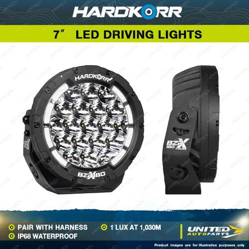 Pair Hardkorr BZR-X Series 7" LED Driving Lights with Harness IP68 Waterproof