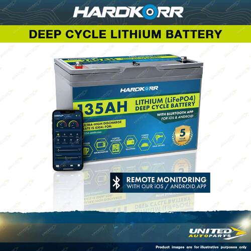 Hardkorr 135 Ah Lithium LiFePO4 Deep Cycle Battery with Bluetooth