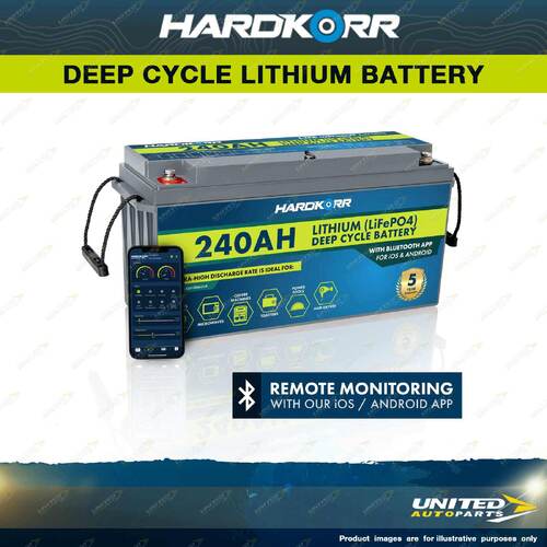 Hardkorr 240 Ah Lithium LiFePO4 Deep Cycle Battery with Bluetooth