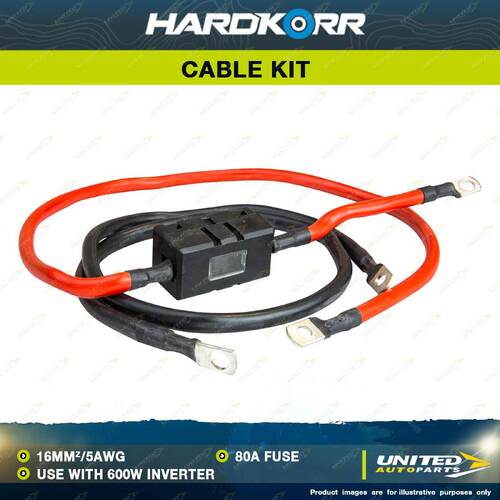 Hardkorr AWG Cables with 80A Fuse for use with Hardkorr 600W Inverter