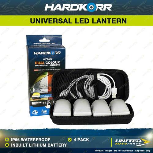 Hardkorr Dual Colour Universal LED Lantern with Inbuilt Lithium Battery 4 Pack