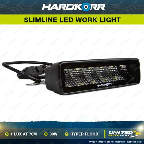 Hardkorr 30W Slimline LED Work Light Hyper Flood 1 Lux @ 76M IP67 Waterproof