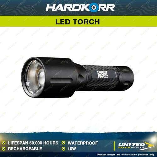 Hardkorr LED Rechargeable Torch 10W 1000 Lumens IP65 Waterproof Caravan Camping